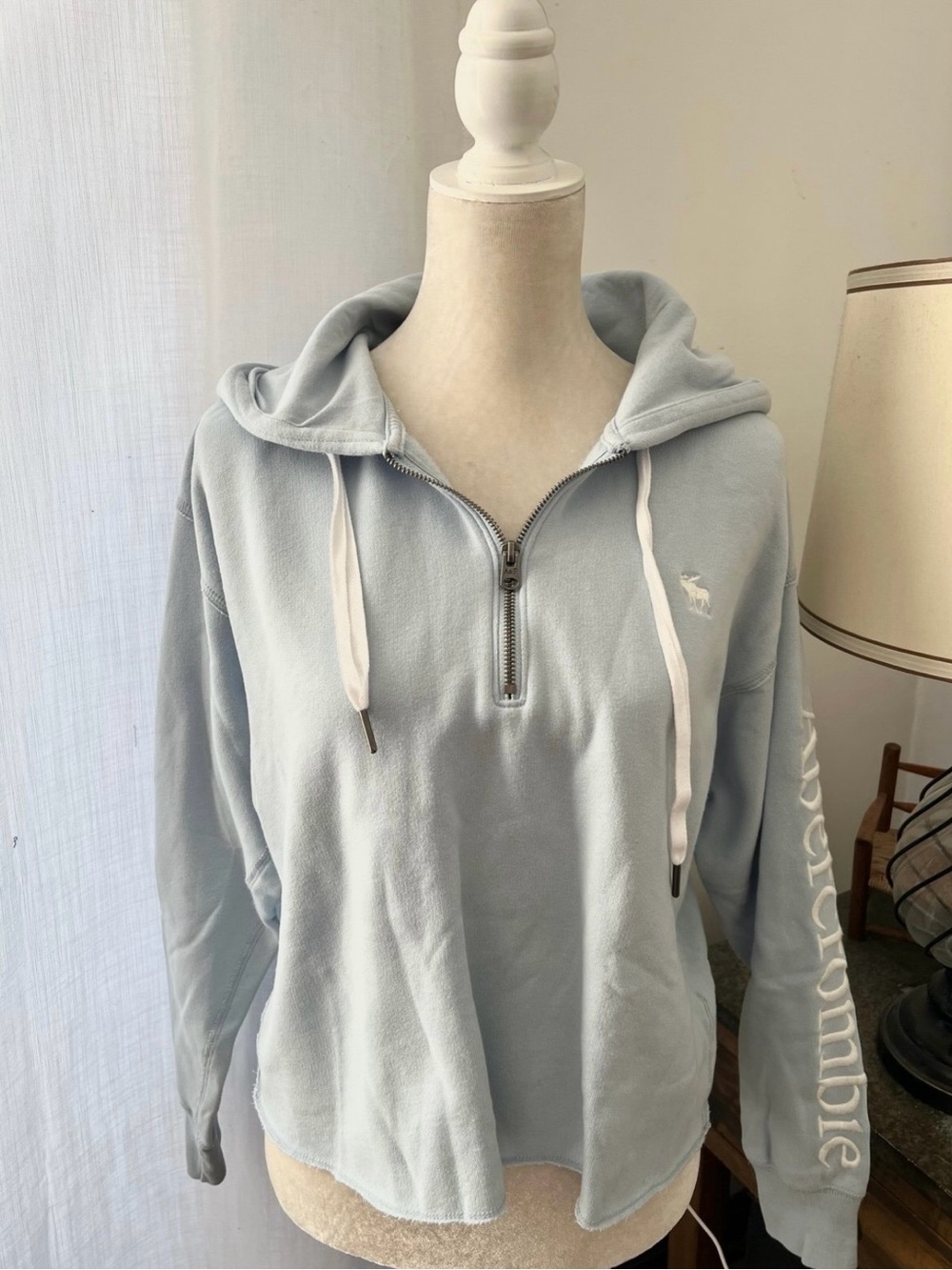 Abercrombie & Fitch Pale Blue Half-Zip Hoodie